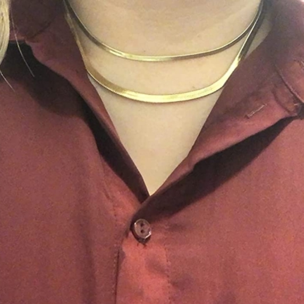 Gold Necklace for Women, 14K Gold Plated Herringbone Chain Necklaces, Gold Snake